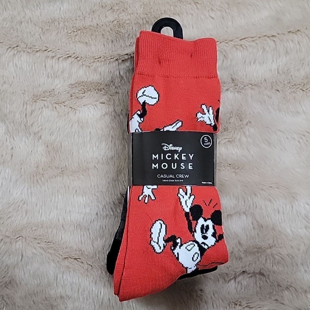 DISNEY MICKEY MOUSE 5-PACK CASUAL CREW SOCKS - NEW IN PACKAGE